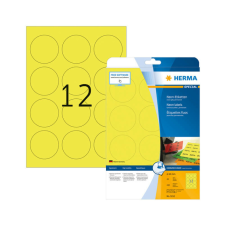 HERMA 60 mm-es Herma A4 íves etikett címke, neon sárga színű (20 ív/doboz) etikett