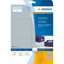HERMA 96 x 50,8 mm Címke lézer nyomtatóhoz ezüst (250 címke / csomag) etikett