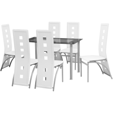  Hét darabos fehér étkező szett bútor