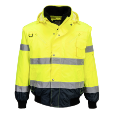  Hi-Vis 3 az 1-ben kontrasztos bomber dzseki PW_C465YNRS Sárga/Navy - S méret