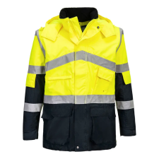  Hi-Vis kéttónusú lélegző kabát PW_S760YNR4XL Sárga/Navy - 4XL méret láthatósági ruházat