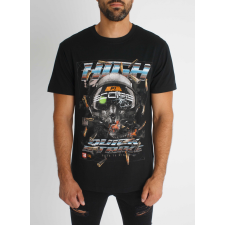 Highscore Tee - fekete mintás póló - Méret: L férfi póló