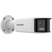 Hikvision 4 MP ColorVu AcuSense fix IP panoráma csőkamera; mikrofon; fény/hangriasztás; hang I/O; riasztás I/O megfigyelő kamera