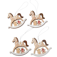  Hintaló fa akasztós 7,5cm 4db-os csomag dekorációs kellék