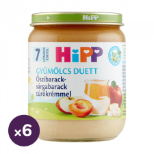 Hipp BIO őszibarack-sárgabarack túrókrémmel, 7 hó+ (6x160 g) bébiétel