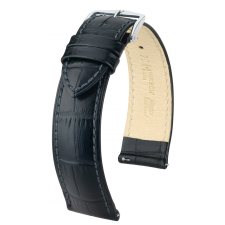 Hirsch Duke borjúbőr óraszíj, fekete, 24/22mm óraszíj