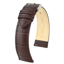 Hirsch Duke borjúbőr óraszíj, sötétbarna, 24/22mm óraszíj