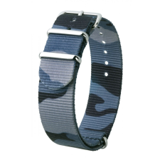 Hirsch Hirsch Rush NATO óraszíj, fekete/kék/szürke, camouflage, 22 mm óraszíj