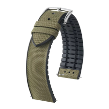 Hirsch New Arne Canvas/kaucsuk, zöld, 20/18L óraszíj