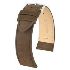 Hirsch Osiris Nubuck borjúbőr óraszíj, sötétbarna, 22/20 óraszíj