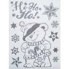 Ho-ho-ho, ezüst csillámos karácsonyi ablakmatrica karácsonyi ablakdekoráció