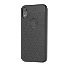 Hoco ADMIRE szilikon telefonvédő (ultravékony, 0.8 mm, lyukacsos, rombusz minta, logó kivágás) FEKETE [Apple iPhone XR 6.1] tok és táska