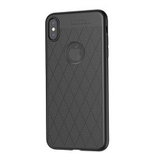 Hoco ADMIRE szilikon telefonvédő (ultravékony, 0.8 mm, lyukacsos, rombusz minta, logó kivágás) FEKETE [Apple iPhone XS 5.8] tok és táska