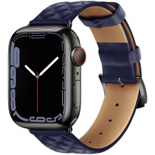 Hoco Apple Watch 1-6, SE (38 / 40 mm) / Watch 7-8 (41 mm), bőr pótszíj, gyémánt minta, Hoco WA18, sötétkék okosóra kellék