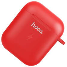 Hoco Bluetooth fülhallgató töltőtok tartó + vezeték nélküli töltés, szilikon, 5V / 500 mA, Apple AirPods kompatibilis, Hoco CW22, piros audió kellék