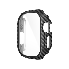 Hoco Carbon mintás TPU óratok átlátszó védőfóliával Apple Watch Ultra 49 mm Hoco WS6 Shadow okosóra kellék