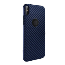 Hoco DELICATE SHADOW szilikon telefonvédő (karbon minta, logó kivágás) SÖTÉTKÉK [Apple iPhone XS 5.8] tok és táska