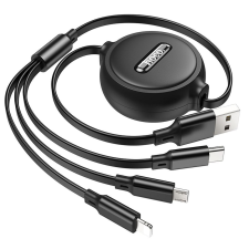 Hoco kábel USB 3in1 iPhone Lightning 8-pin + Micro + C típus X75 fekete kábel és adapter