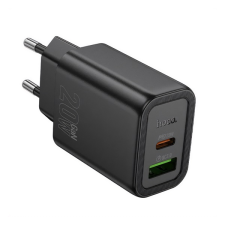 Hoco N61 USB-A / USB-C Hálózati Töltő Adapter 20W - Fekete (N61_B) mobiltelefon kellék