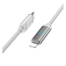 Hoco u127 adatkábel (usb- lightning, 27w, pd gyorstölt&#337;, 120cm, törésgátló, led kijelz&#337;) ezüst u127_usb_lightning_silver kábel és adapter