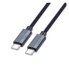 Hoco U134 adatkábel (Type-C - Type-C, 240W, PD gyorstöltő 3.0, 180cm, cipőfűző) SÖTÉTKÉK (HOCO_U134_180)