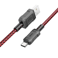 Hoco USB töltő- és adatkábel, USB Type-C, 100 cm, 3000 mA, törésgátlóval, gyorstöltés, PD, cipőfűző minta, Hoco X94 Leader, piros (RS142503) kábel és adapter
