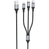 Hoco X102 töltőkábel 3in1 (USB - lightning/microUSB/Type-C, 2.4A, 100cm, cipőfűző) FEKETE (X102_B) ( )