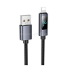 Hoco X112 adatkábel (USB - lightning, 2.4A, gyorstöltő, 100cm, LED kijelző, cipőfűző) FEKETE (HOCO_X112_USB_L_B)