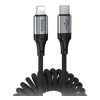 Hoco X121 adatkábel (Type-C - lightning, 27W, PD gyorstöltő, cipőfűző, spirálkábel, 150cm) FEKETE