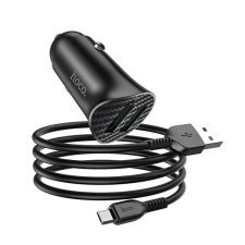 Hoco Z39 autós töltő 2 USB aljzat (18W, QC3.0, gyorstöltés támogatás + microUSB kábel) FEKETE (Z39_MICROUSB_B) (Z39_MICROUSB_B) mobiltelefon kellék