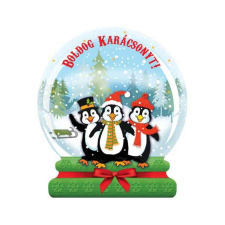 Hógömb formájú karácsonyi hűtőmágnes - Pingvinek ajándéktárgy