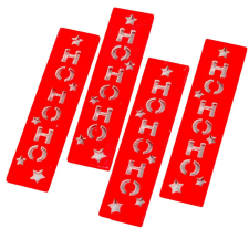  HOHOHO feliratos biléta piros 8cm 4db-os dekorációs kellék