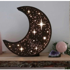  Hold éjjeli lámpa, fából dekorációs kellék