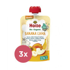 Holle 3x HOLLE Banana Lama Bio ovocné pyré banán, jablko, mango, marhuľa, 100 g (6 m+) bébiétel
