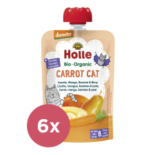 Holle 6x HOLLE Carrot Cat Bio pyré mrkva mango banán hruška 100 g (6+) bébiétel