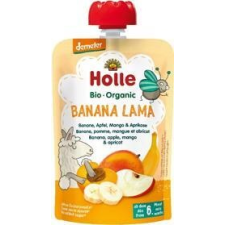 Holle Banana Lama Bio gyümölcspüré banán, alma, mangó, sárgabarack, 100 g (6 m+) bébiétel