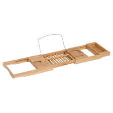HomCom Bambusz fürdőkád tálca, állítható szélesség, 70-105 x 22 x 5cm kád, zuhanykabin