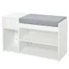 HomCom Cipőpad párnával, fiókkal és 3 nyitott rekesszel, fa előszobai bútor 81x31,5x49cm, fehér