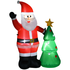 HomCom Felfújható Mikulás, Homcom, Poliészter, 150 cm, LED lámpák, Többszínű karácsonyi dekoráció