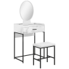 HomCom Fésülködőasztal-szett tükörrel, fiókkal és párnázott ülőkével, fehér