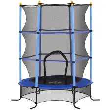 HomCom Gyerek Trambulin Védőhálóval, Rugalmas Felülettel és Párnázott Csőkkel, Ø163x190 cm, Kék trambulin szett