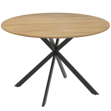 HomCom Kerek Étkezőasztal Ipari Stílusban X Lábakkal Acélból, Ø120x75 cm, Tölgy bútor