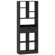 HomCom Modern Fa Könyvespolc Központi Fiókos és Billenésgátlóval, 60x26x158 cm, Fekete bútor