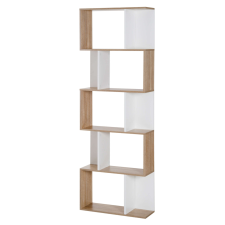 HomCom modern fali könyvespolc 5 polc fehér fa / tölgy, 60x24x184,5 cm bútor