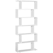 HomCom modern könyvespolc, fa, 6 polc, 80x24x191cm, fehér bútor