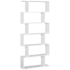 HomCom modern könyvespolc, fa, 6 polc, 80x24x191cm, fehér bútor