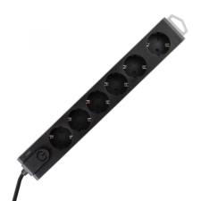 Home by Somogyi Túlfeszültségvédett elosztó, 6 aljzat, fekete, 3 m hosszabbító, elosztó