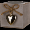 Home Decor METAL HEART GYERTYATARTÓ 6,5X6,5X6,5CM SZÜRKE FA