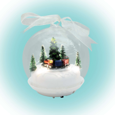 Home DRM4 karácsonyi LED-es üveggömb vonattal, dallammal karácsonyfadísz