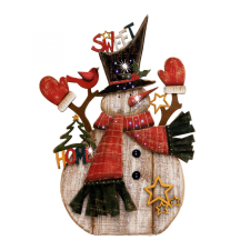  Home KAD 34 optikai szálas asztali dísz, festett fa hóember, színes fénypontok karácsonyi dekoráció